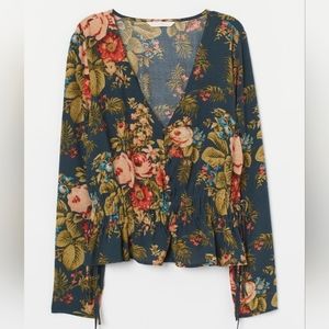 Floral V-Neck Long Sleeve Blouse